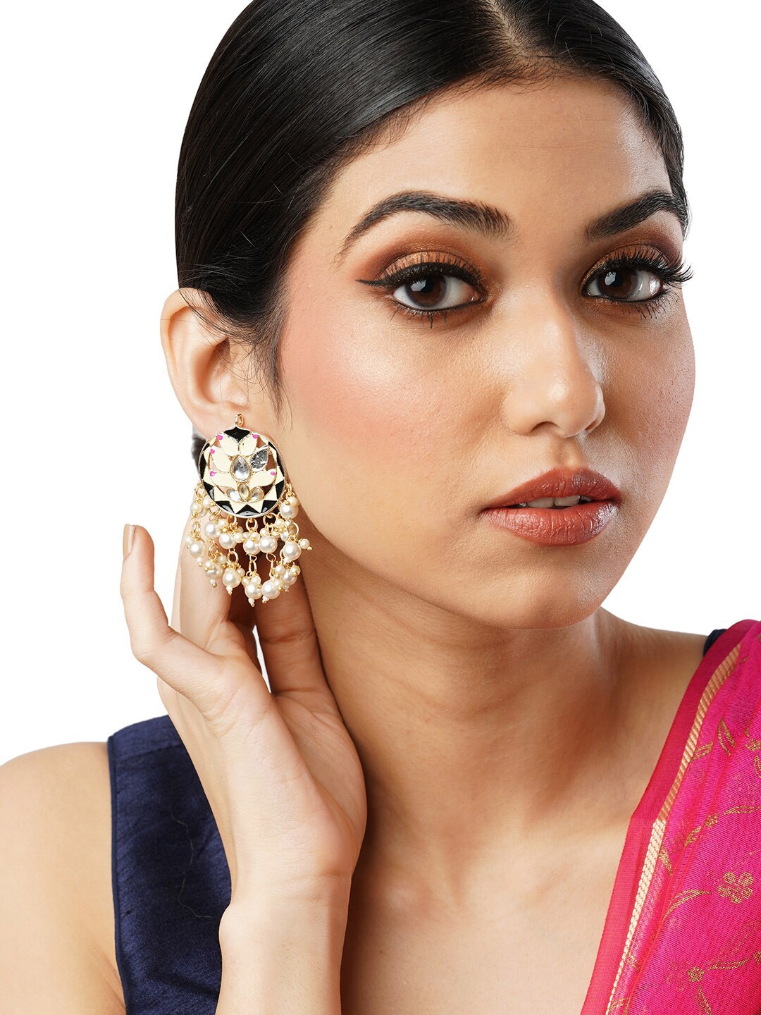 

Anouk Gold-Toned Brass-Plated Beaded Floral Drop Earrings