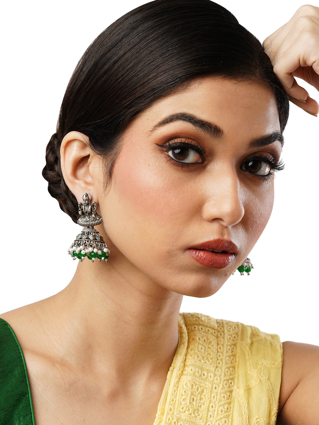 

Anouk Gold-Toned Brass-Plated Dome Shaped Jhumkas