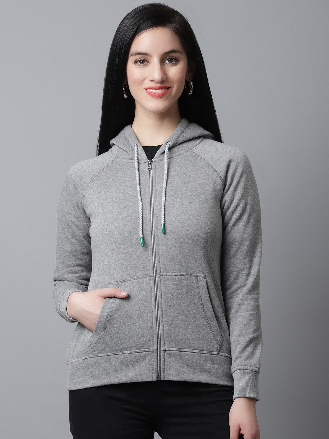 

Rute Front-Open Hooded Sweatshirt, Grey