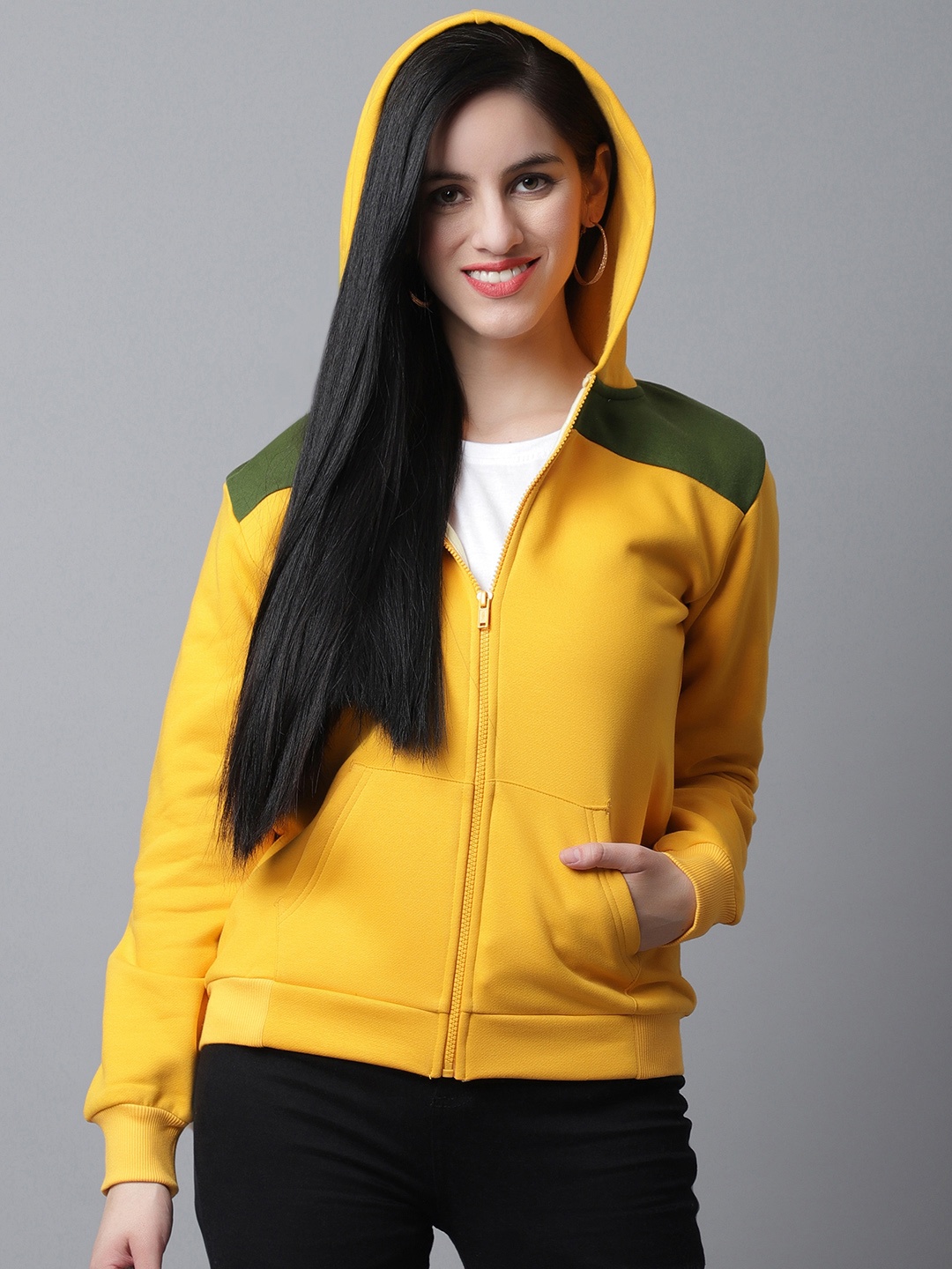 

Rute Colourblocked Hooded Sweatshirt, Yellow