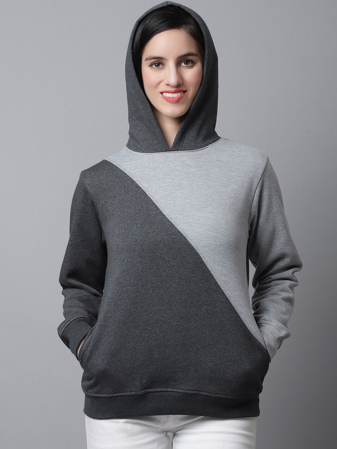 

Rute Grey Colourblocked Hooded Pullover Sweatshirt