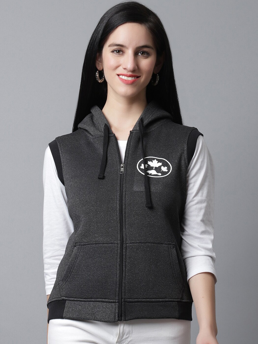 

Rute Sleeveless Hooded Sweatshirt, Grey melange