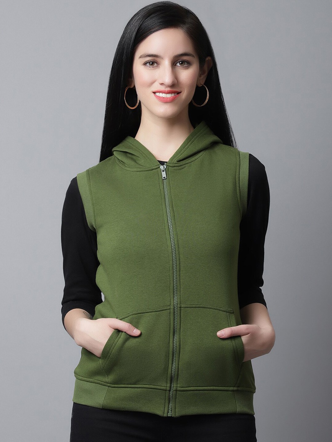 

Rute Fleece Sleeveless Hooded Sweatshirt, Green