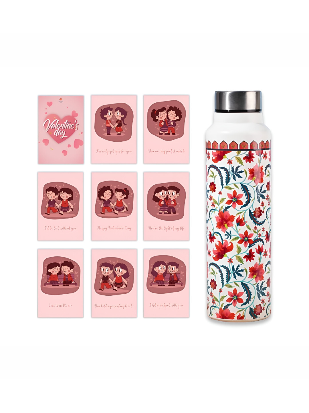 

Happening Hippo White & Red 2 Pieces Floral Printed Printed Home Gift Set