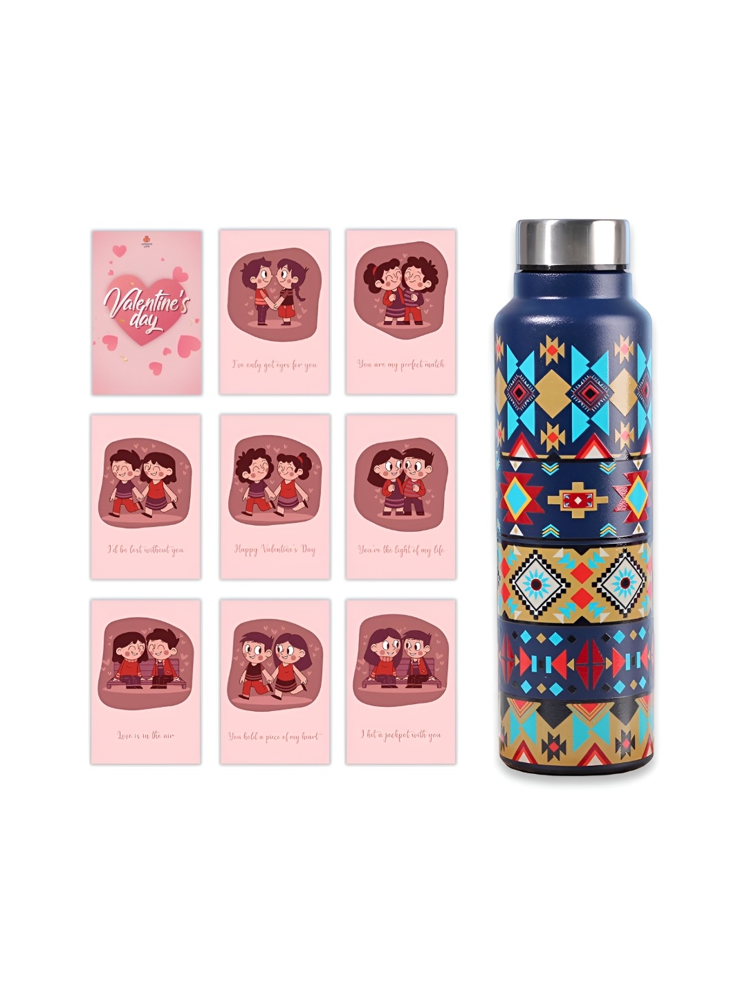 

Happening Hippo Navy Blue & Red 2 Pieces Geometric Printed Home Gift Set