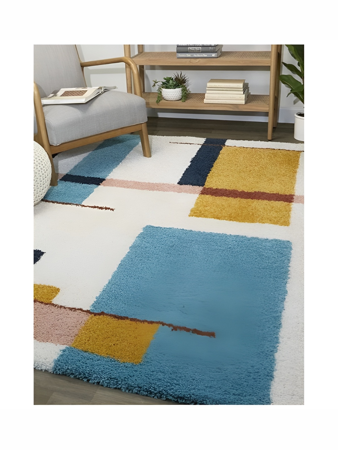 

Shopgallery Blue & Pink Geometric Anti-Skid Shaggy Carpet