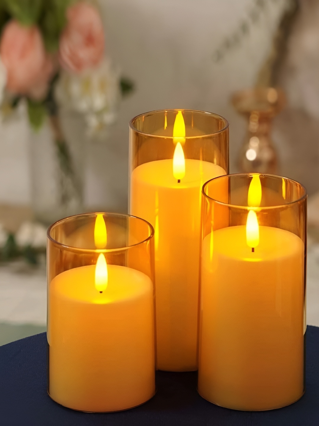 

Satyam Kraft Yellow 3 pieces Pillar Candle