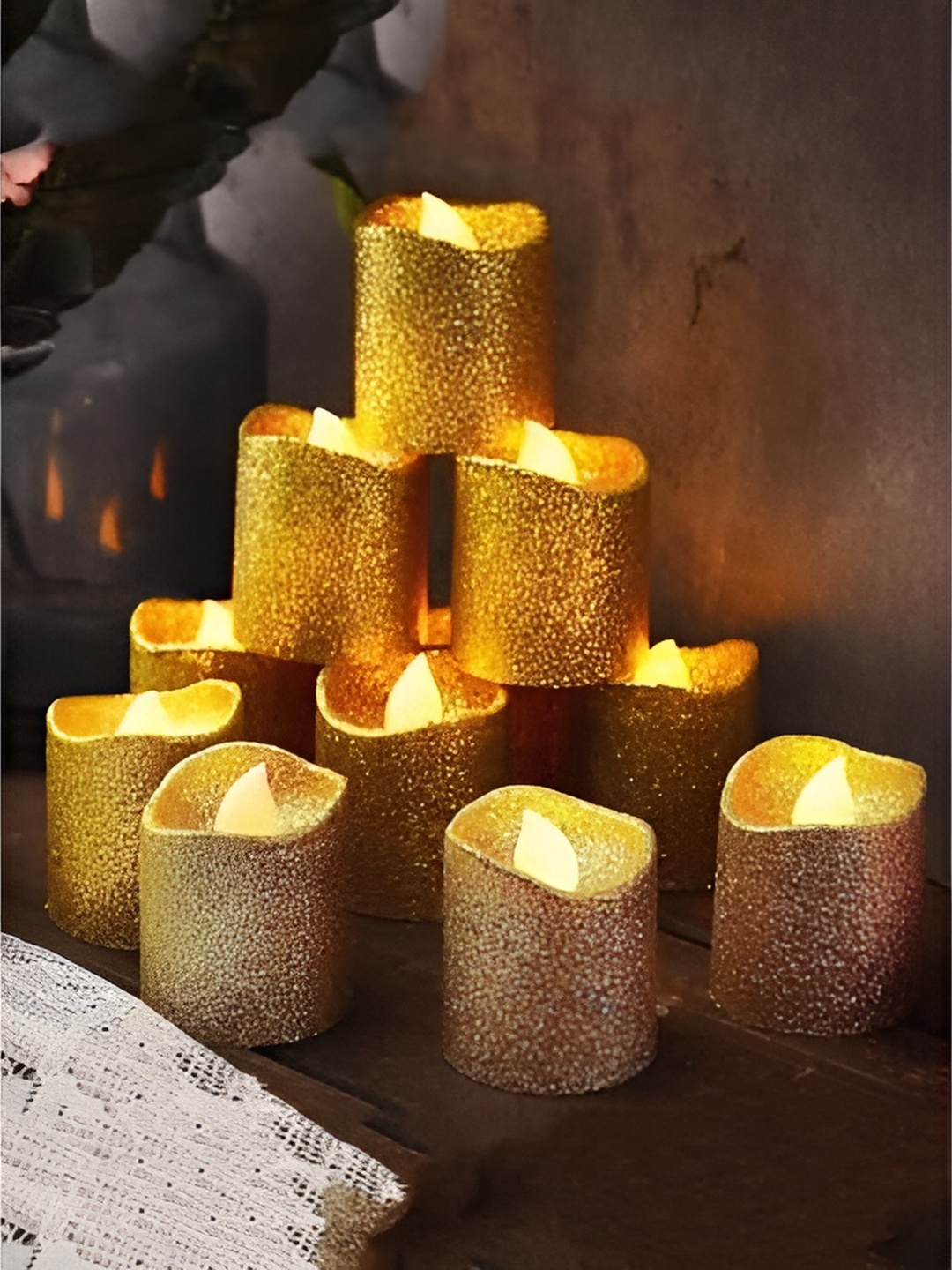 

Satyam Kraft Gold-Toned 6 pieces Tea Light Candle