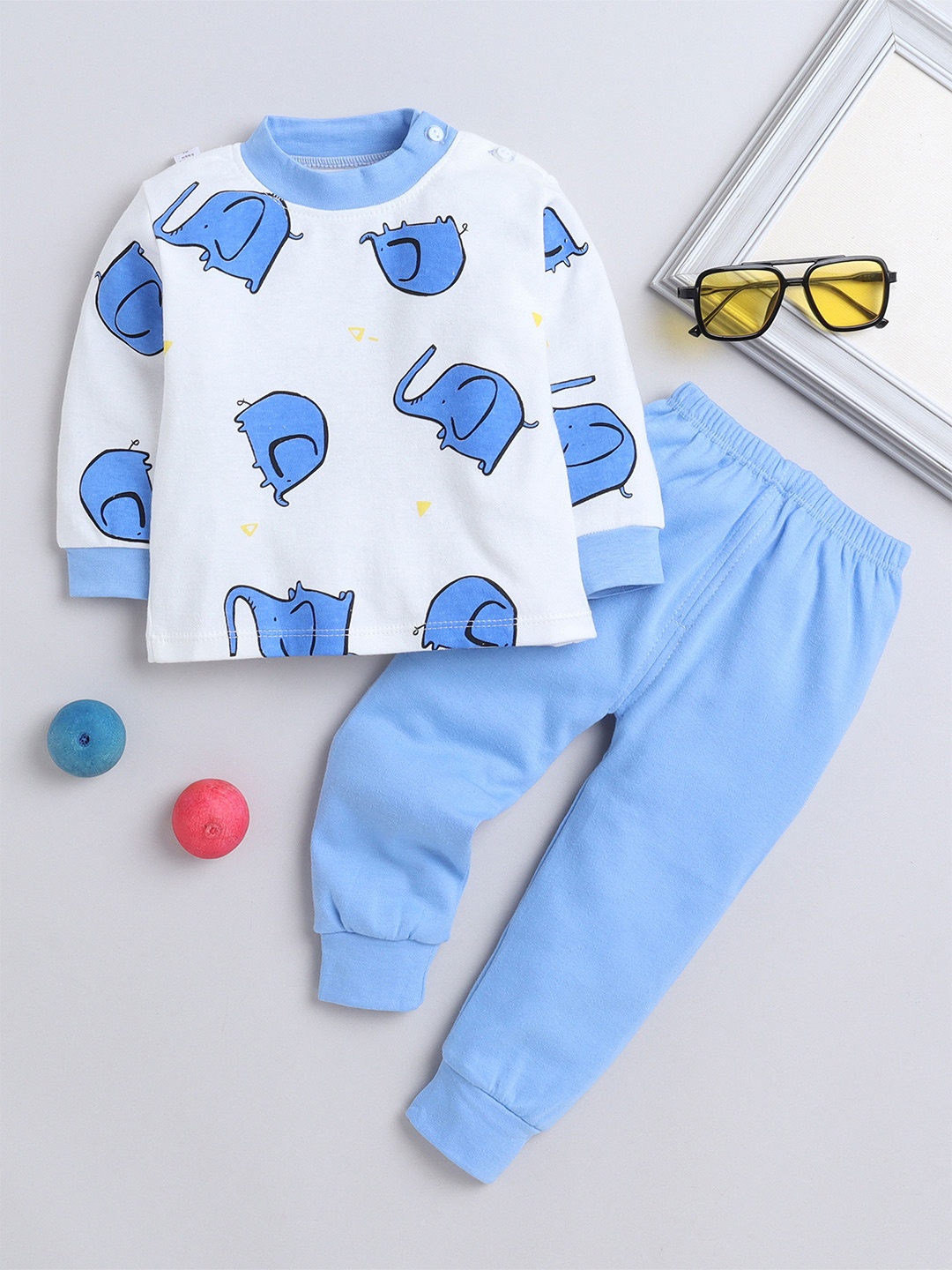 

BAESD Boys Printed Pure Cotton T-shirt with Trousers, Blue