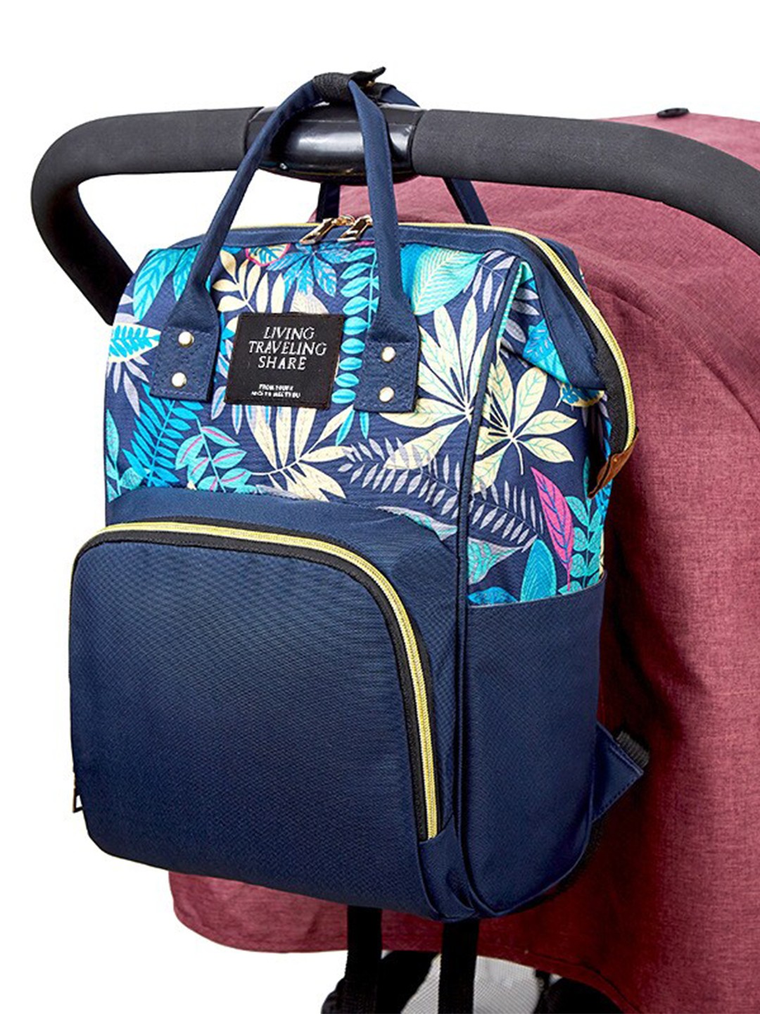

Diva Dale Printed Multi-Pockets Spacious Diaper Bag, Blue
