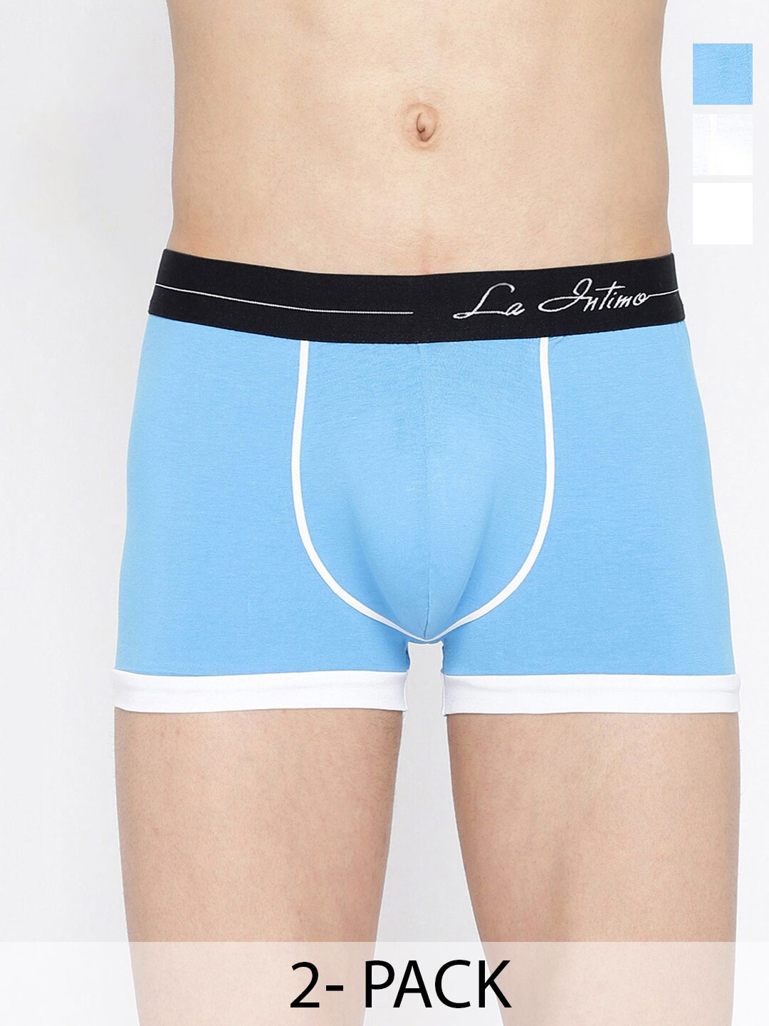 

La Intimo Men Pack Of 2 Mid-Rise Side Striped Trunks LITR020B, Blue