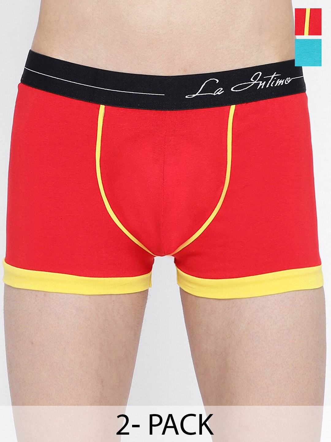 

La Intimo Men Pack Of 2 Mid-Rise Body Boost Striped Trunks LITR020B, Red