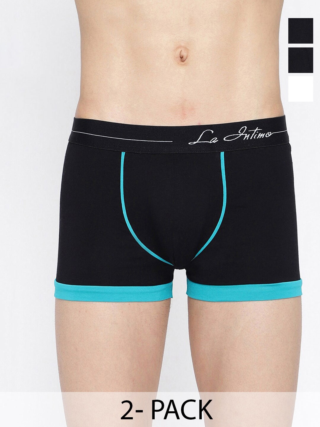 

La Intimo Men Pack Of 2 Mid-Rise Trunks LITR020B, Black