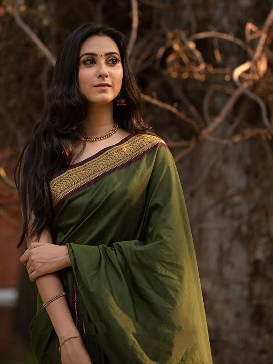 

Aldwych Woven Design Zari Banarasi Designer Saree, Green