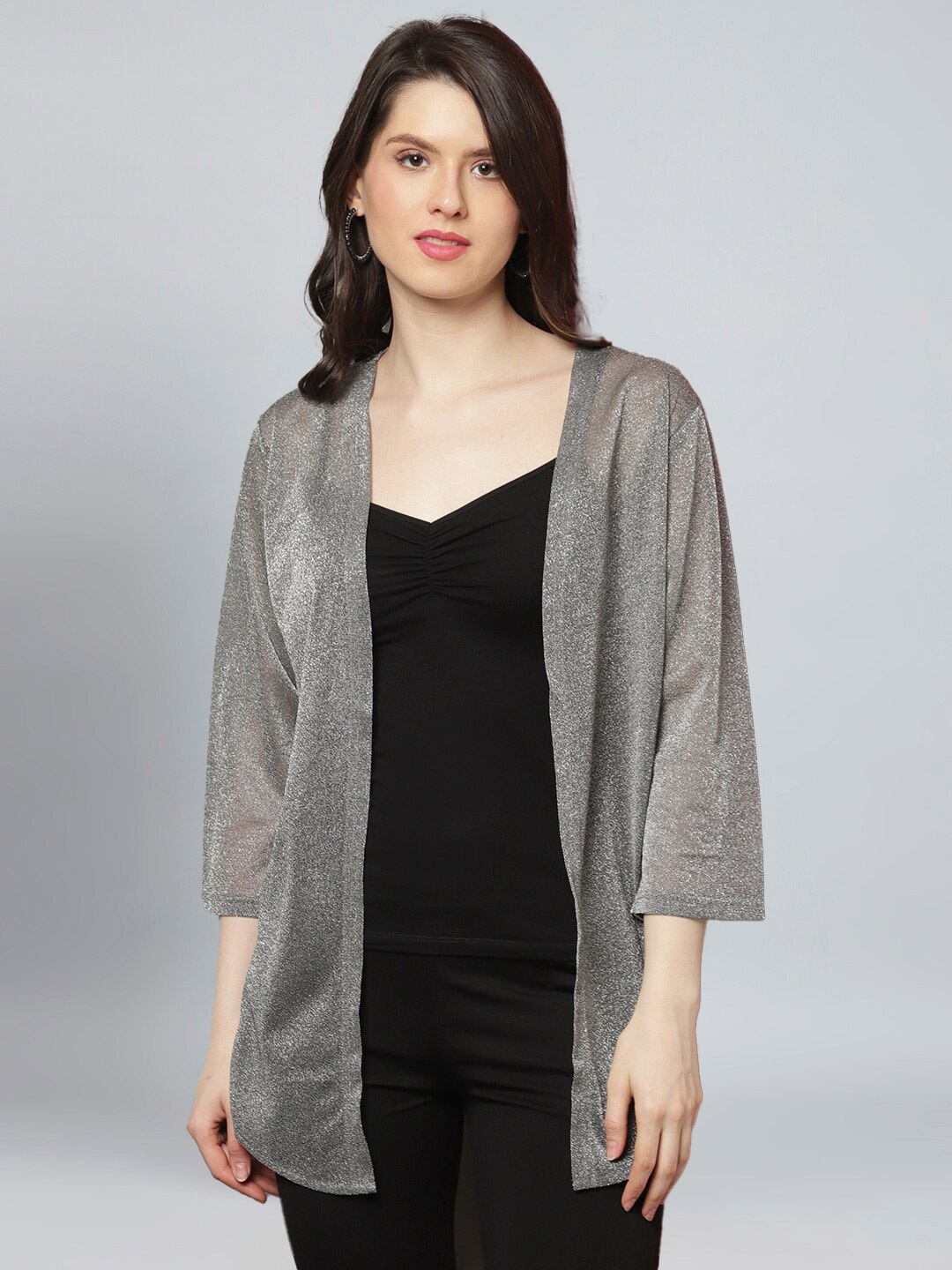 

urSense Embellished Sheer Shrug, Silver
