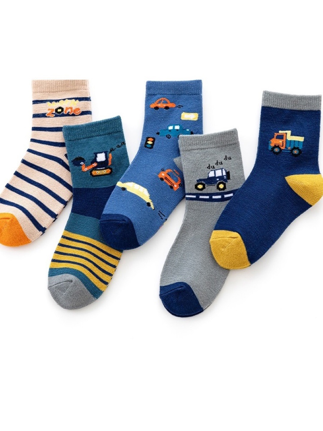 

EL REGALO Kids Pack Of 5 Patterned Ankle Length Socks, Navy blue