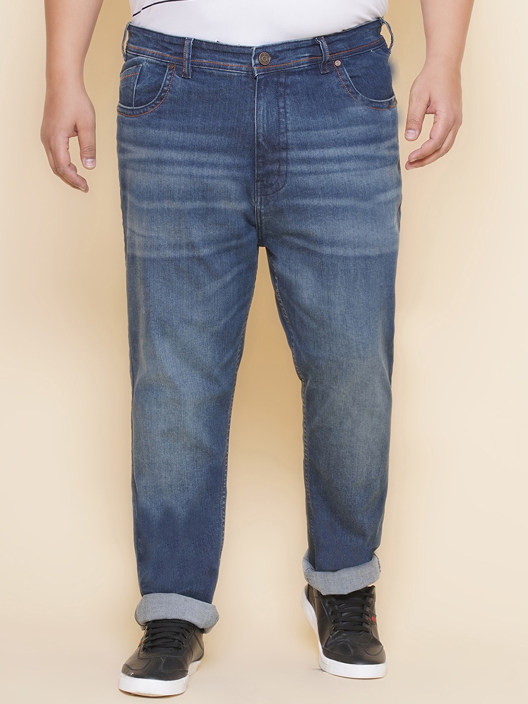 John Pride Men Plus Size Mid Rise Stretchable Jeans, Blue