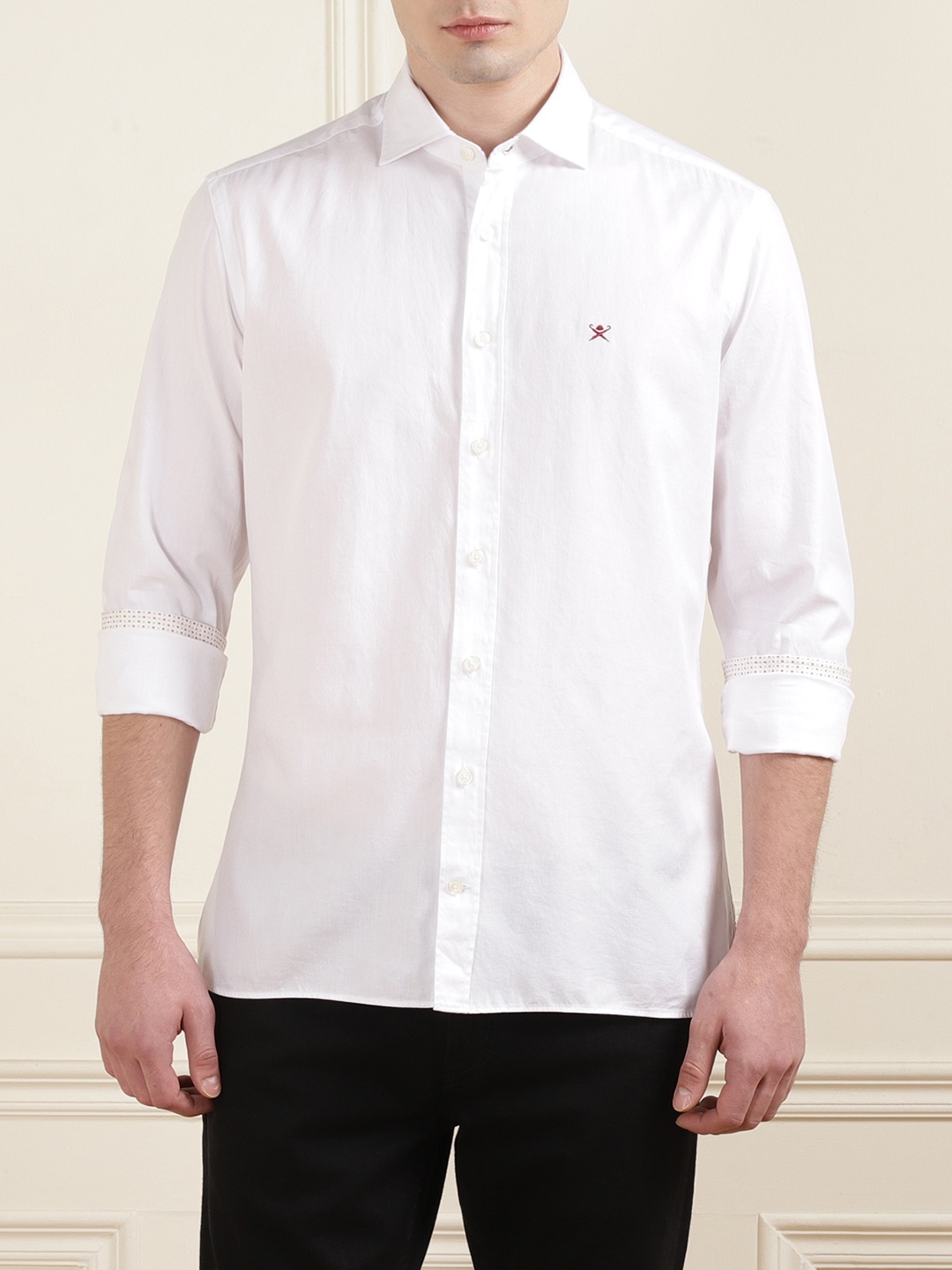 

HACKETT LONDON Spread Collar Cotton Casual Shirt, White