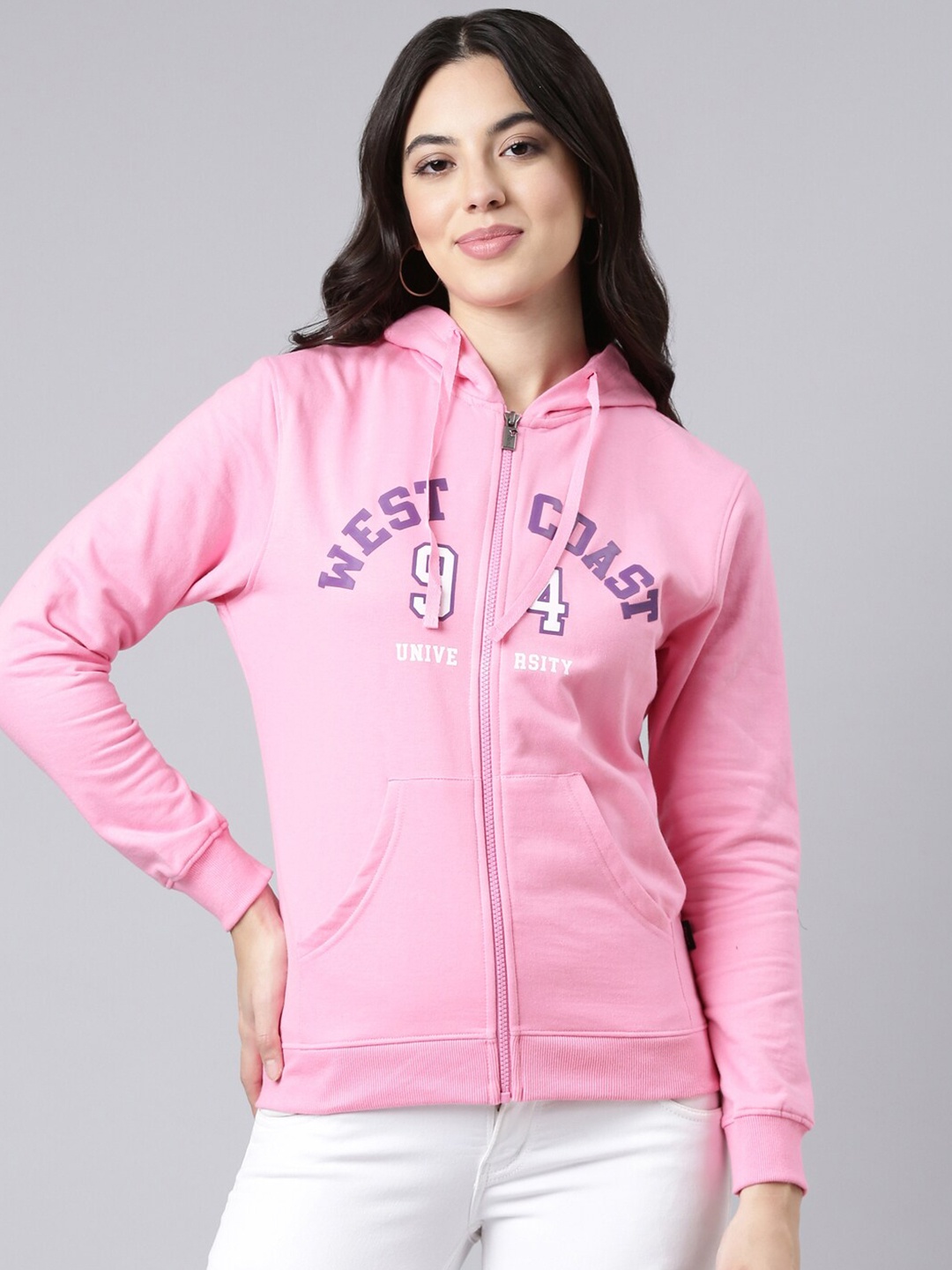 

DIXCY SCOTT Slimz Alphanumeric Printed Hooded Cotton Sweatshirt, Pink