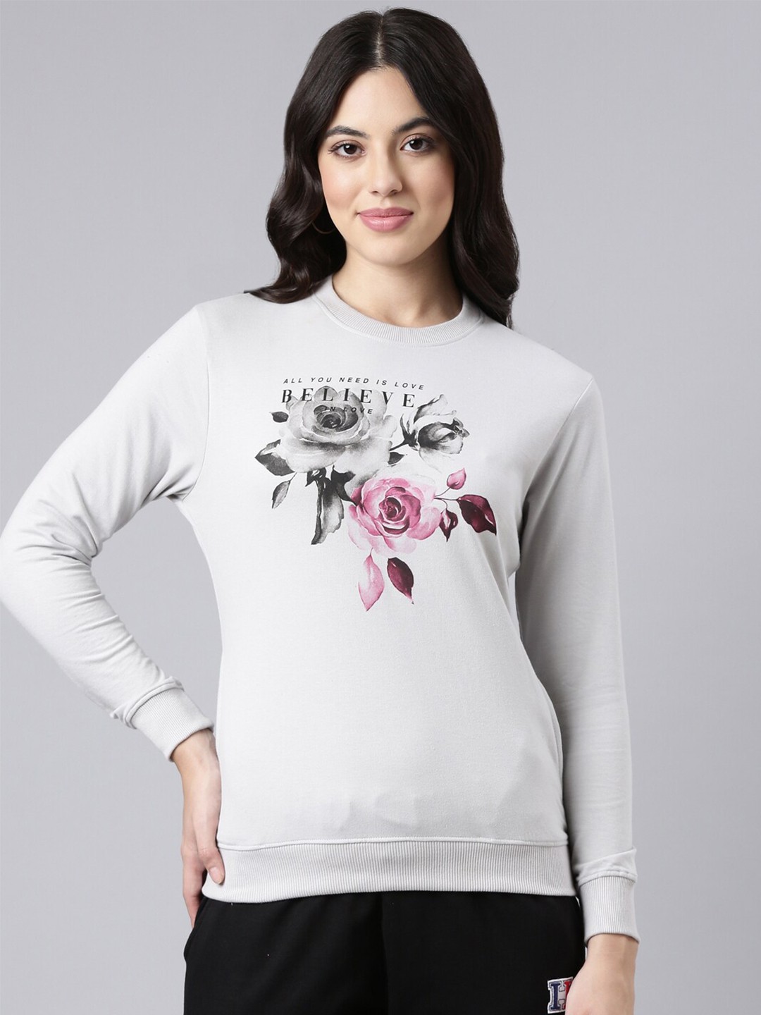 

DIXCY SCOTT Slimz Floral Printed Round Neck Sweatshirt, Grey