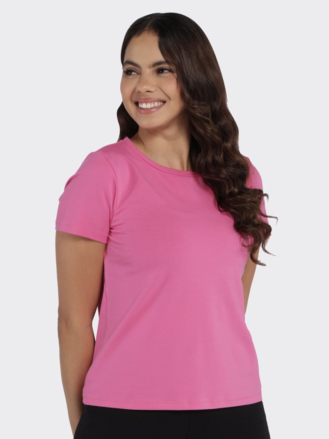 

Blissclub Round Neck Short Sleeves Moisture Wicking Sports T-shirt, Pink