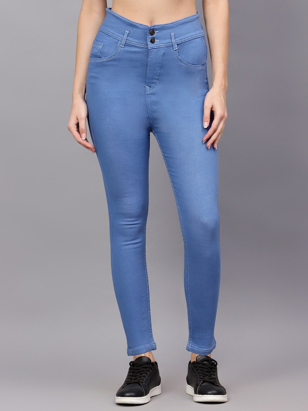 

TYFFYN Women Jean Slim Fit Light Fade Mid-Rise Clean Look Cotton Jeans, Blue