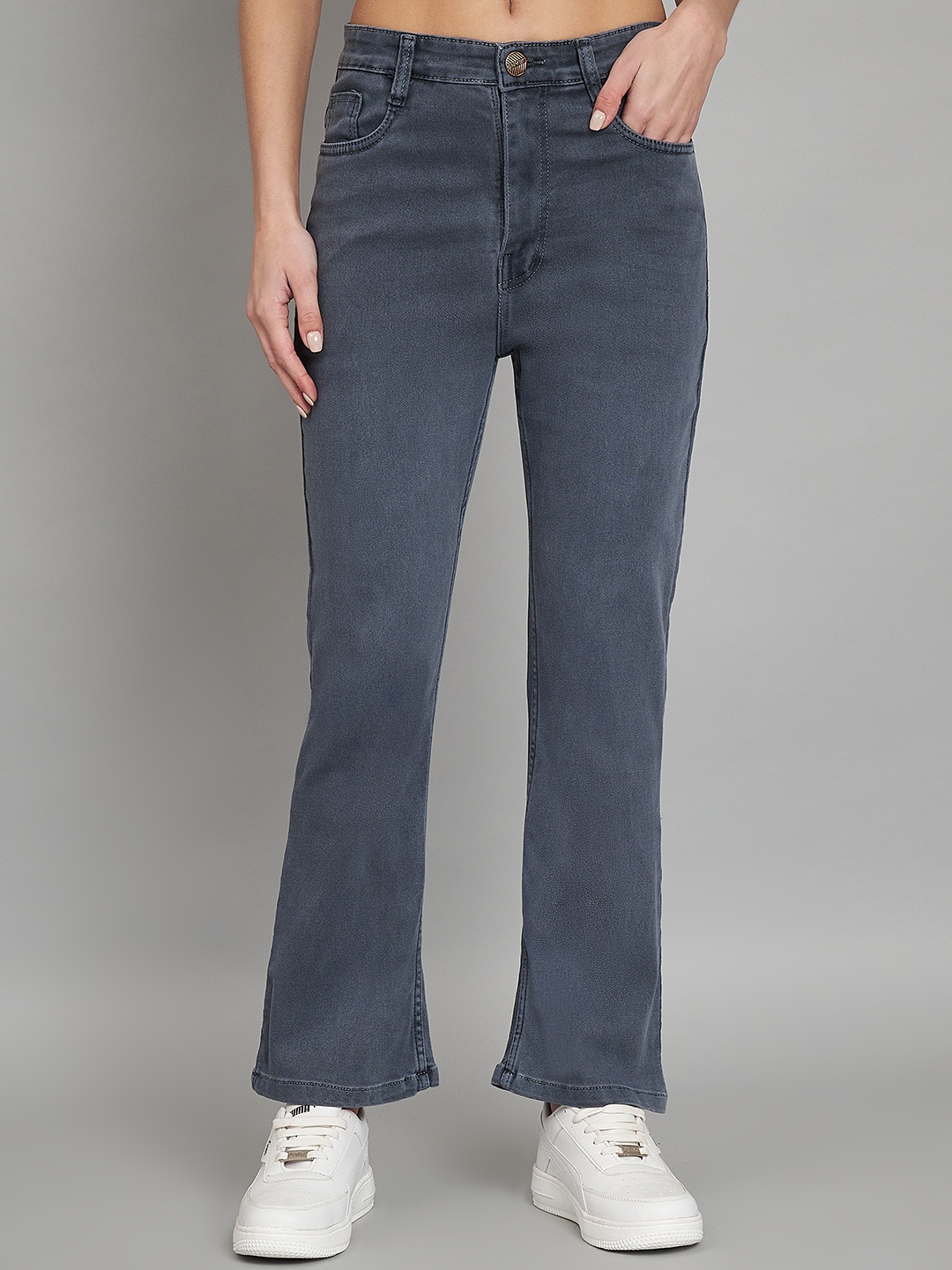 

BAESD Women Grey Jean Bootcut High-Rise Clean Look Cotton Jeans