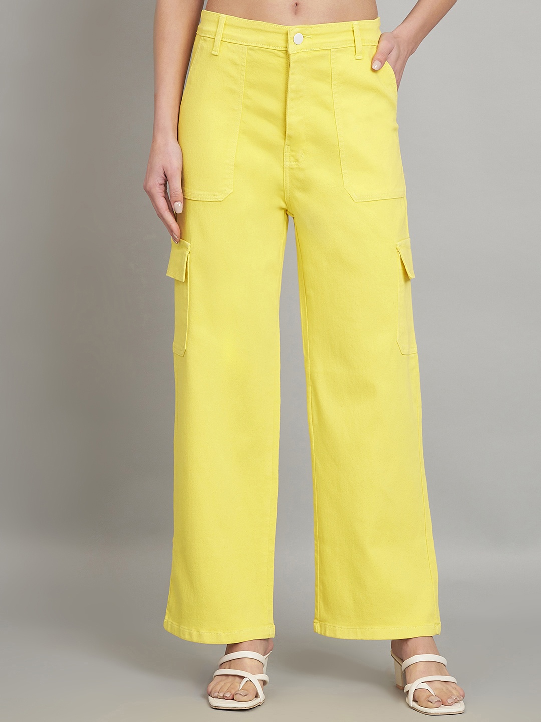 

BAESD Women Jean Relaxed Fit Mid-Rise Coloured Shade Clean Look Cotton Jeans, Yellow