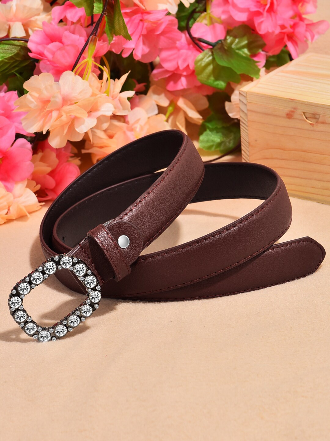 

DressBerry Women Embellished PU Belt, Brown