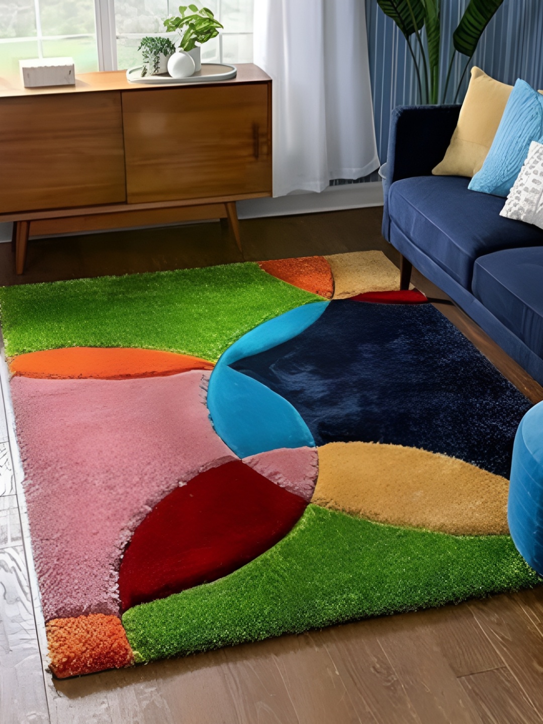 

Shopgallery Green & Blue Geometric Anti-Skid Carpet