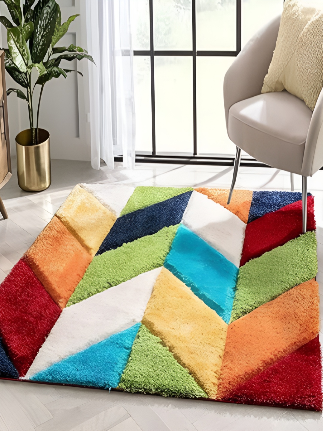 

Shopgallery Green & Brown Geometric Anti-Skid Carpet