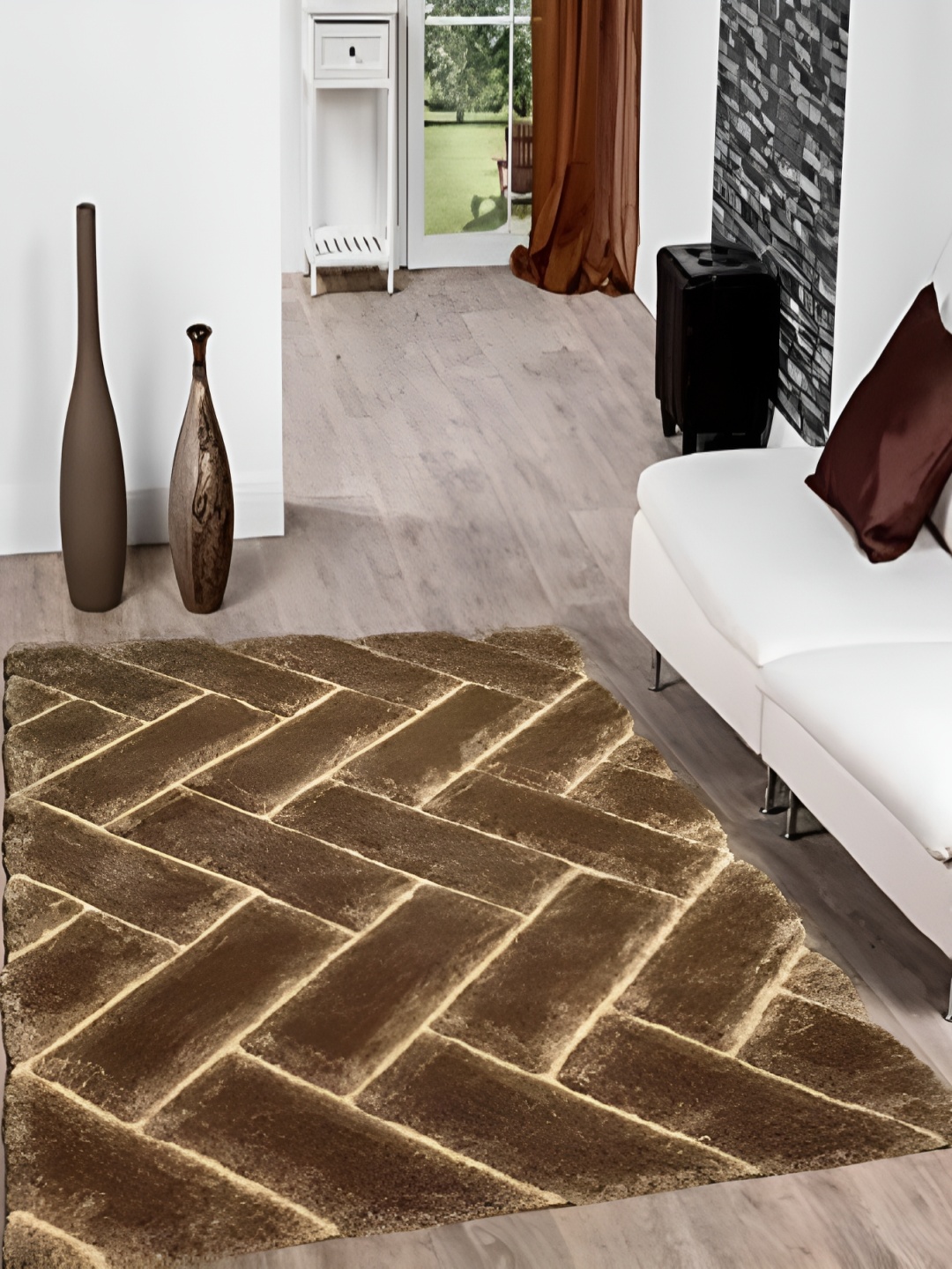 

Shopgallery Brown Geometric Anti-Skid Polyester Carpet