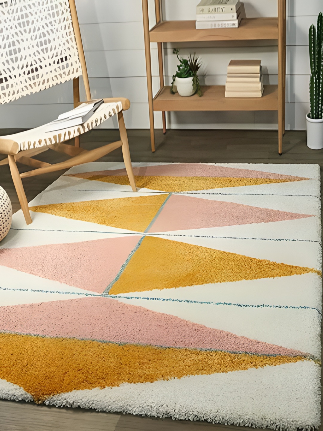 

Shopgallery Pink & Mustard Geometric Anti-Skid Shaggy Carpet