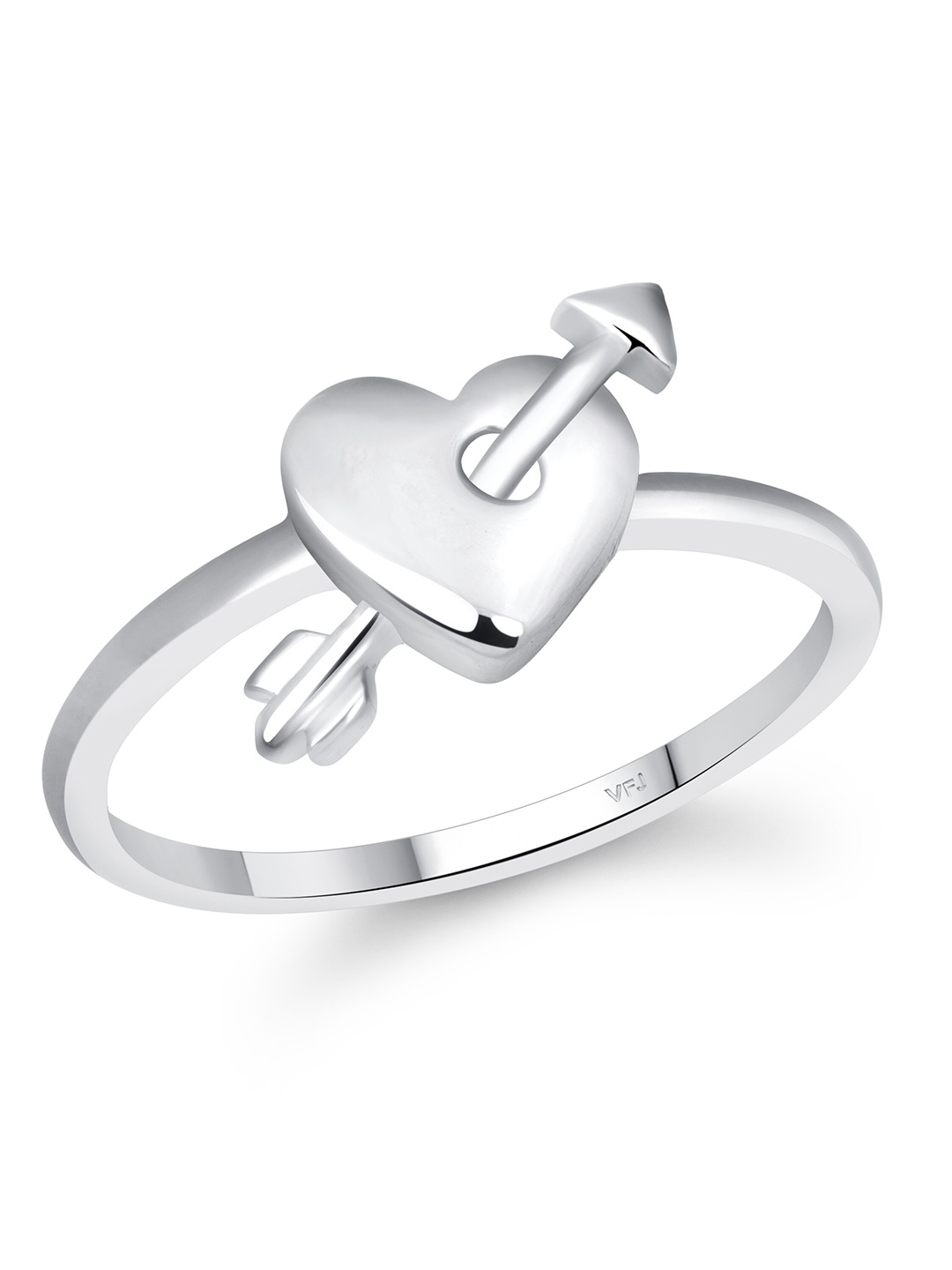 

Vighnaharta Rhodium-Plated Heart Finger Ring With Rose Box, Silver