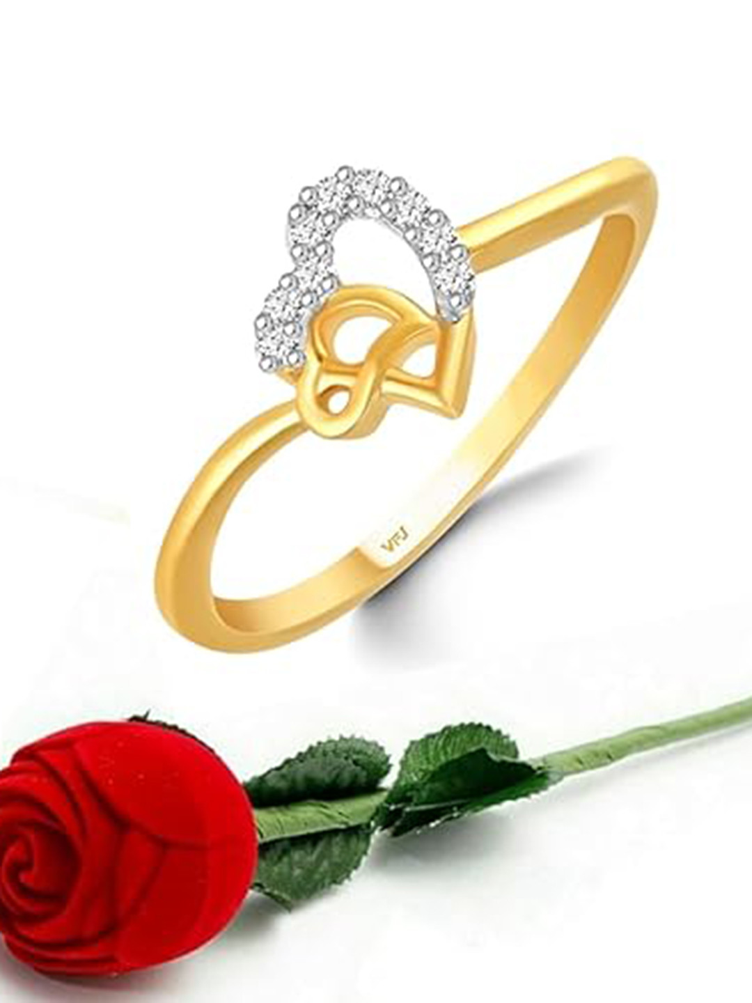 

Vighnaharta Gold-Plated CZ-Studded Adjustable Finger Ring