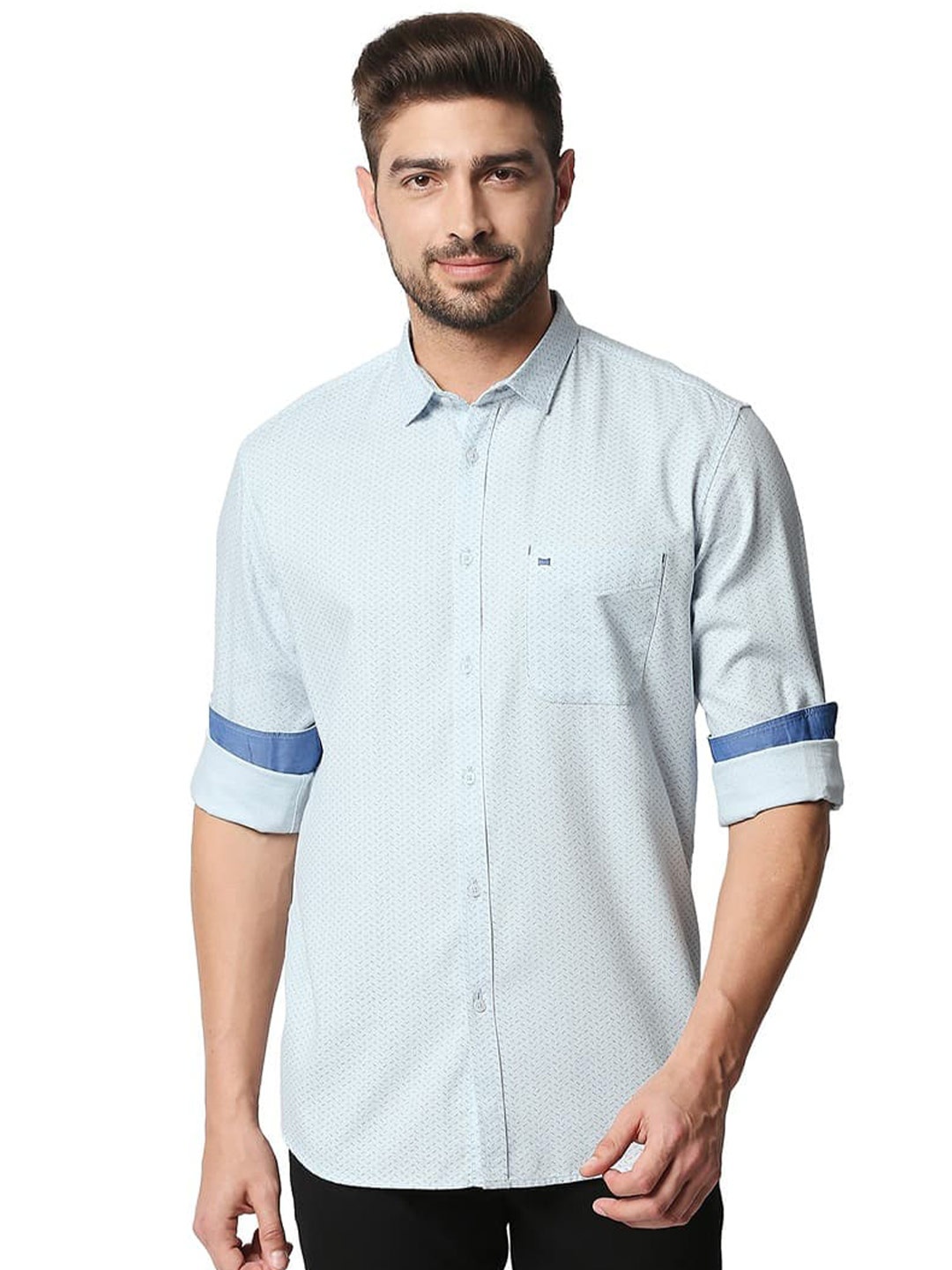 

Basics Slim Fit Cotton Casual Shirt, Blue