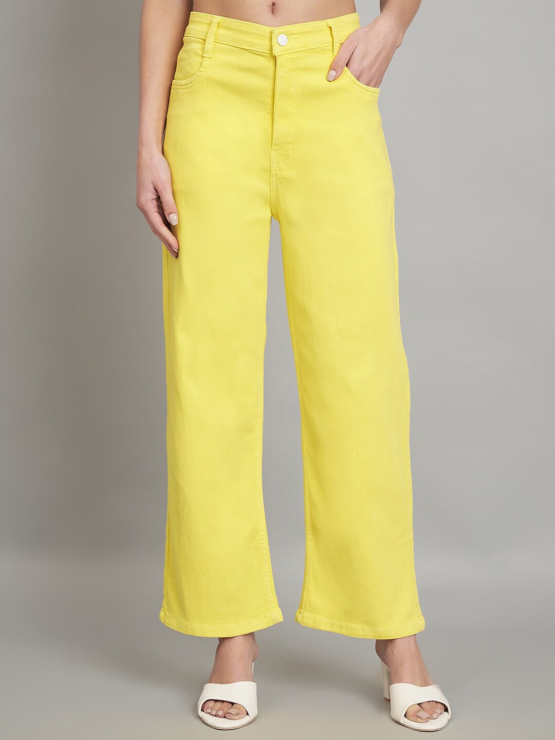 

BAESD Women Jean Relaxed Fit High-Rise Cotton Jeans, Yellow