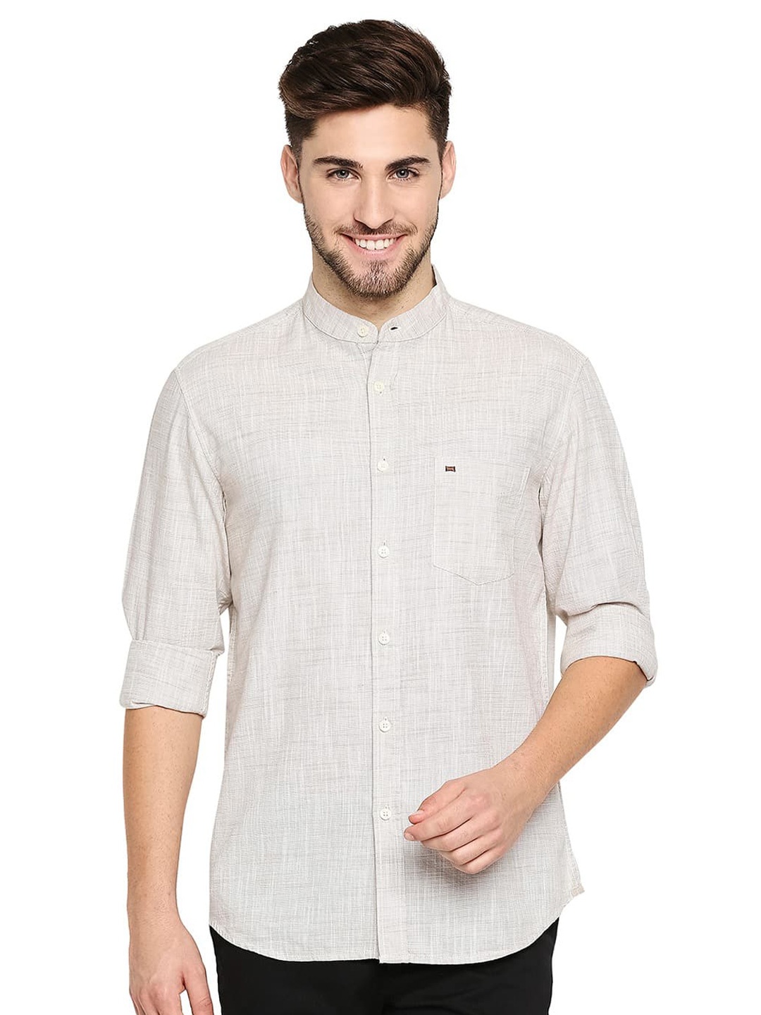 

Basics Slim Fit Cotton Casual Shirt, Khaki