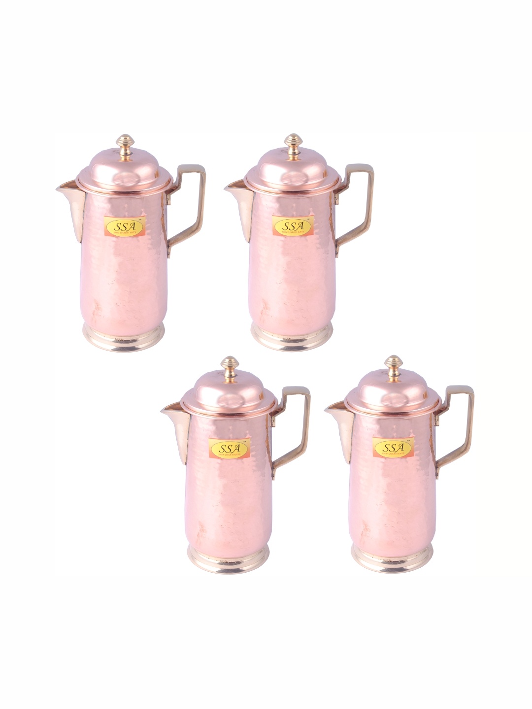 

Shivshakti Arts Brown 4 Pieces Textured Copper Easy to Clean Water Jugs 1.6 L