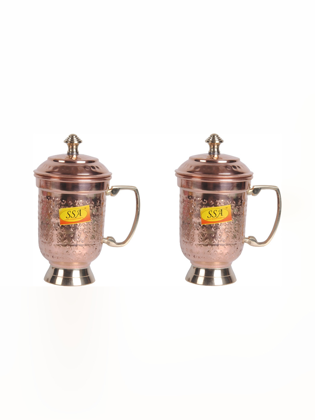 

Shivshakti Arts Brown 2 Pieces Textured Copper Easy to Clean Water Jugs 400 ml