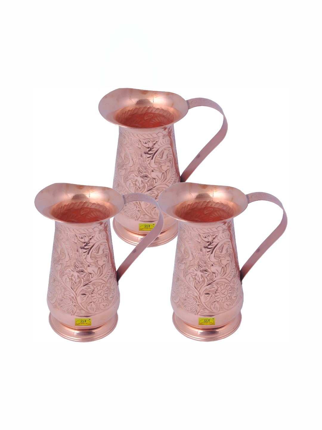 

Shivshakti Arts Copper Tpned 3 Pieces Textured Easy to Clean Water Jugs 1.2 L