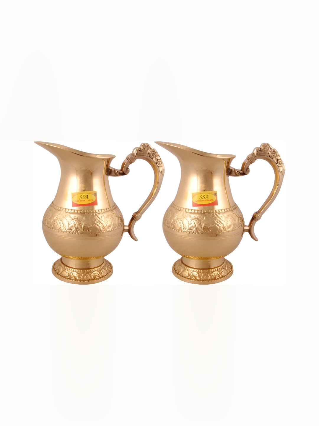

Shivshakti Arts Gold-Toned 2 Pieces Brass Easy to Clean Water Jugs 1 L