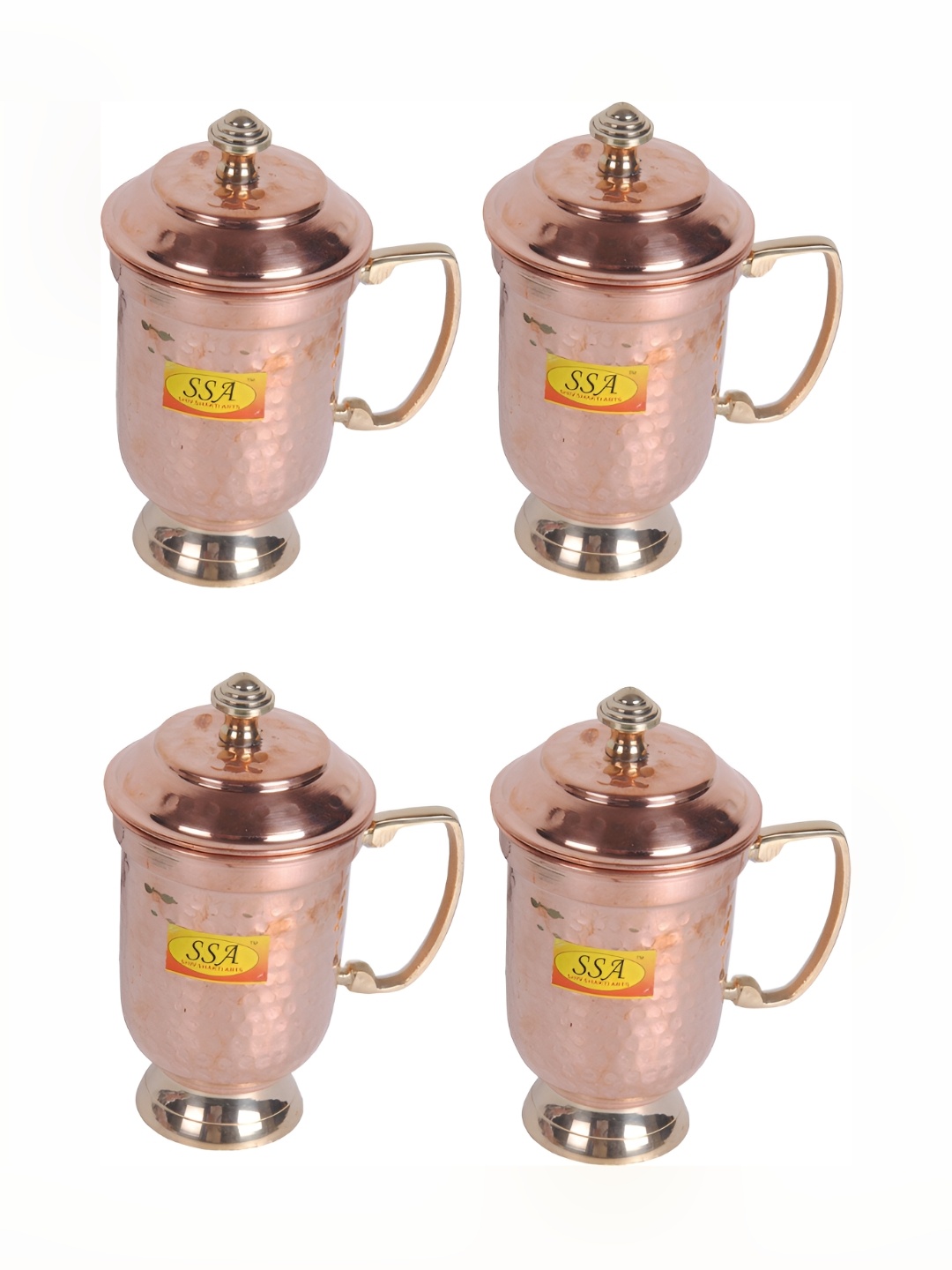 

Shivshakti Arts Brown 4 Pieces Textured Copper Easy to Clean Water Jugs 1.6 L