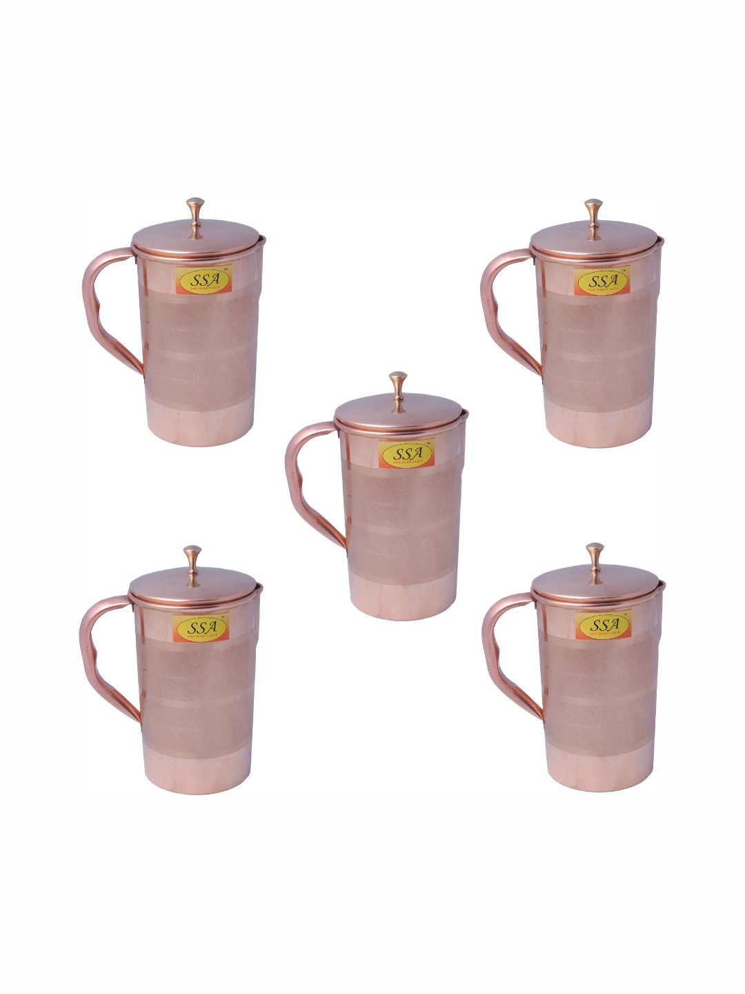 

Shivshakti Arts Brown 5 Pieces Textured Copper Easy to Clean Water Jugs 1.5 L