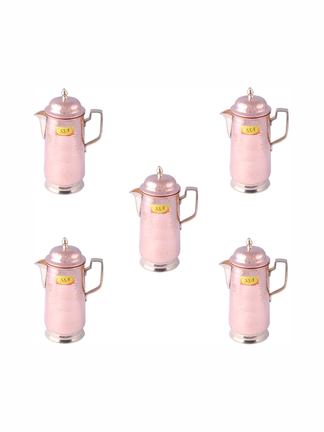 

Shivshakti Arts Brown 5 Pieces Textured Copper Easy to Clean Water Jugs 1.6 L