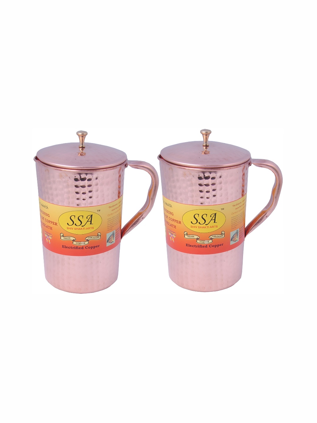 

Shivshakti Arts Brown 2 Pieces Textured Copper Easy to Clean Water Jugs 1.5 L