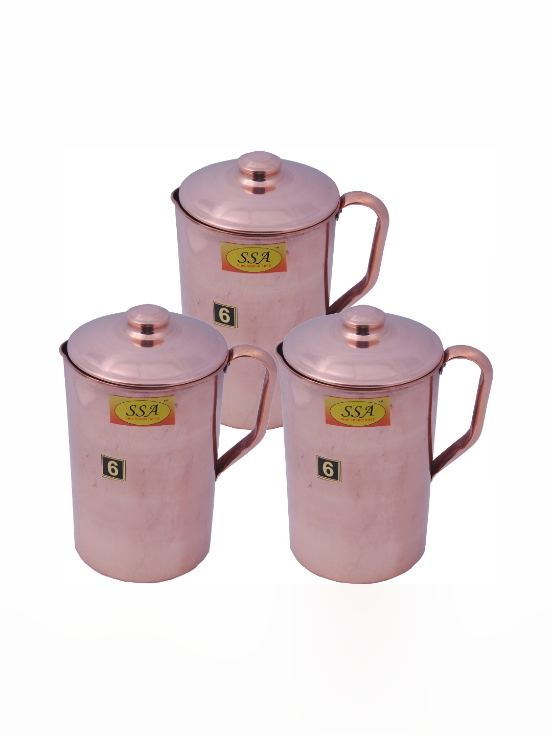 

Shivshakti Arts Brown 3 Pieces Copper Easy to Clean Water Jugs 2 L