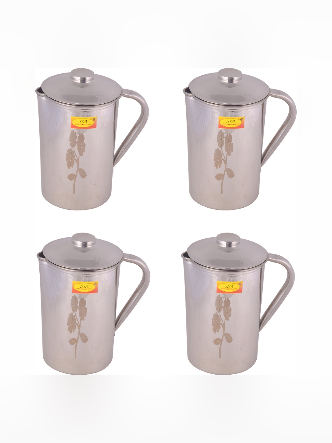 

Shivshakti Arts Silver Toned 4 Pieces Textured Easy to Clean Water Jugs 1.8 L