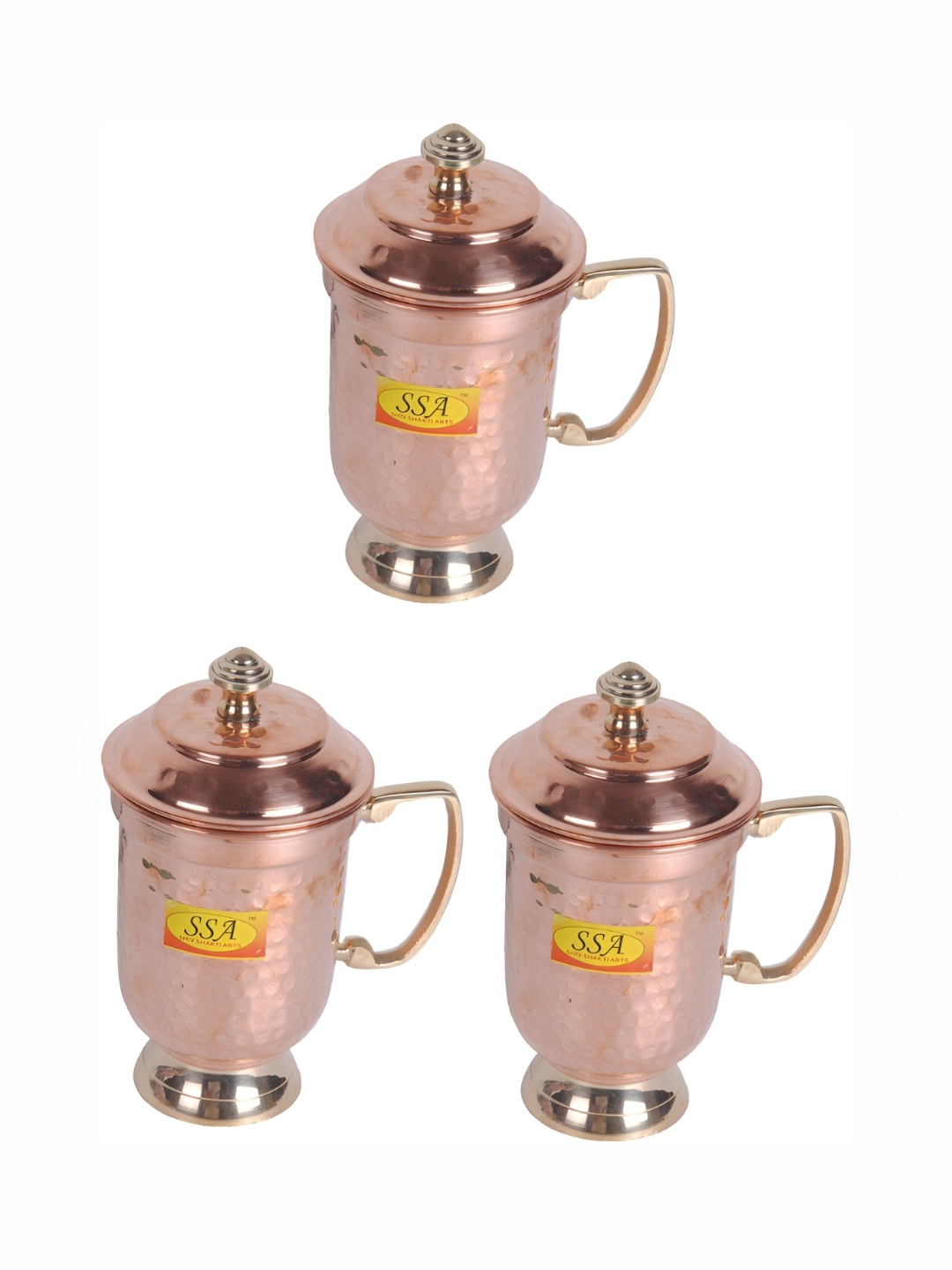 

Shivshakti Arts Brown 3 Pieces Textured Copper Easy to Clean Water Jugs 1.2 L