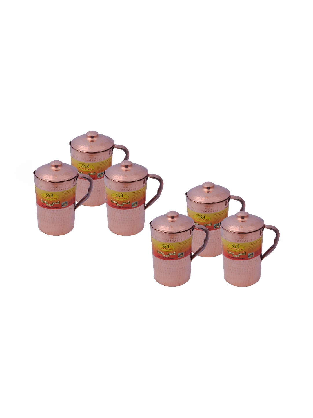 

Shivshakti Arts Copper Toned 6 Pieces Textured Easy to Clean Water Jugs 2 L